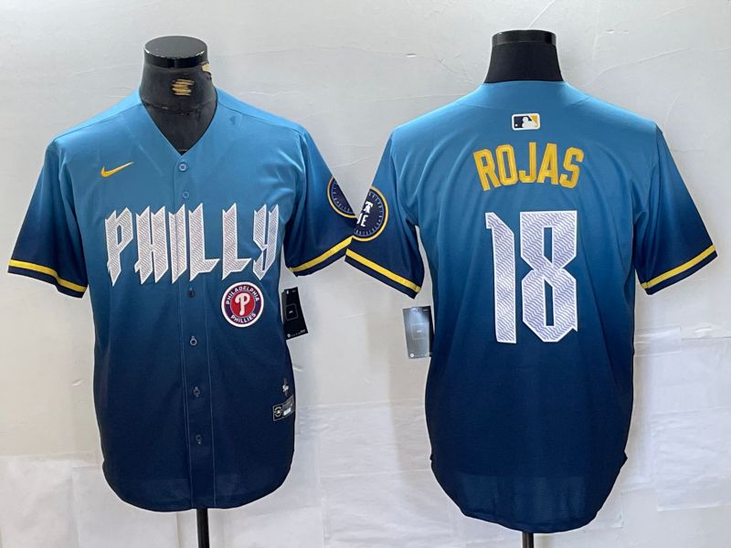 Men Philadelphia Phillies 18 Rojas Blue City Edition Nike 2024 MLB Jersey style 4